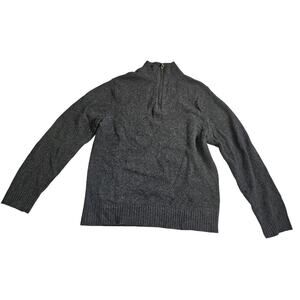 J Crew 1/4 Zip Pullover Sweater Dark Gray 100% Wool Medium